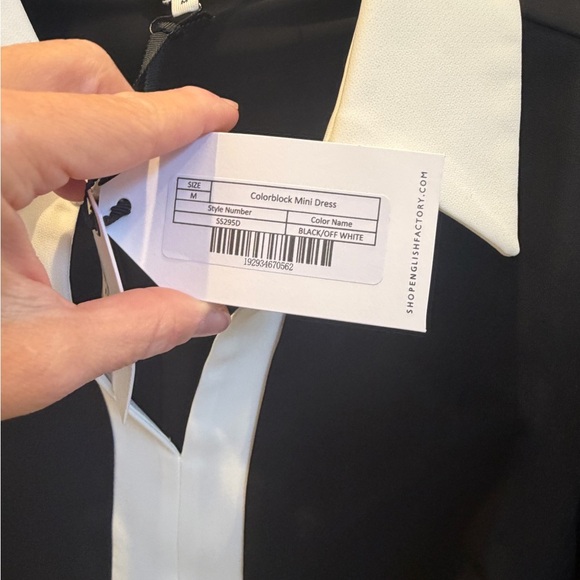 NWT new medium Anthropologie English Factory color block dress black white mod - Picture 5 of 16